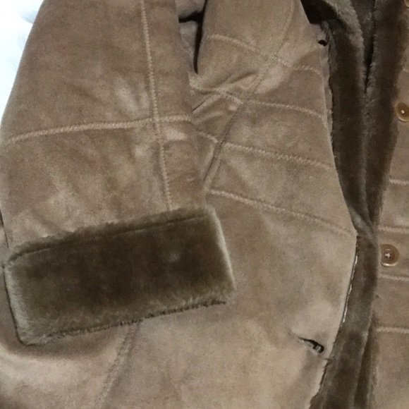 Alfani coffee suede faux fur trim coat - Picture 6 of 6